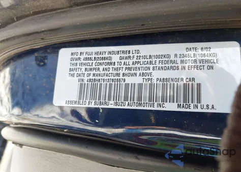 2003 Subaru Outback из США, поврежденный, VIN 4S3BH675137605579